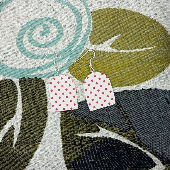 Arch Shaped Polka Dot Pattern Handmade Dangle Earrings - Picture 1 of 6